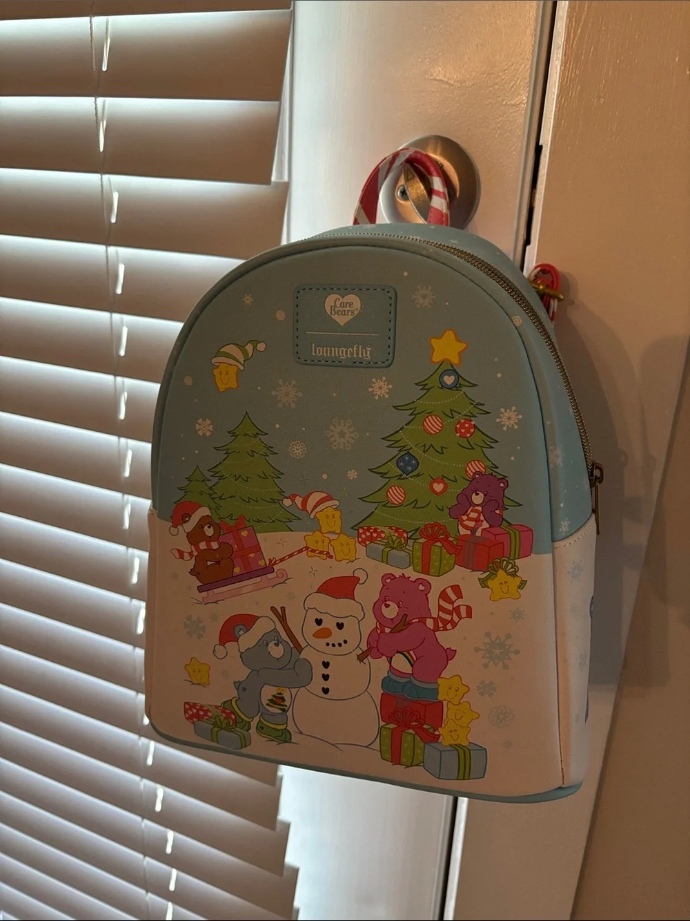 Loungefly Care Bears Blue White Christmas Mini Backpack